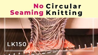 No sewing circular tube knitted on a flatbed machine without a ribber