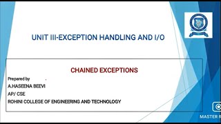 CS3391 CHAINED EXCEPTIONS