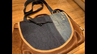 Modify the mail bag #刺子布 #日本劍道服 #WILL #郵差包 #mail_bag #DOT #marvelous_leather #改造 #皮革 #植鞣皮