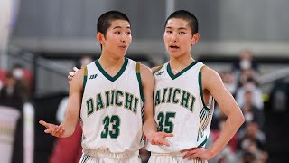 【高校バスケ】2人で22得点17アシスト！福岡第一の宮本ツインズが準決勝進出に大きく貢献！#33 宮本聡＆#35 宮本耀（2年｜PG｜170cm）｜SoftBank ウインターカップ2024