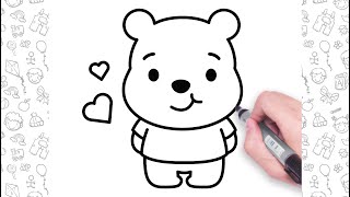 How to Draw Winnie the Pooh Super Easy | Step by Step Tutorial For Kids