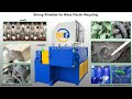 How efficient plastic single shaft shredder shredding recycling all waste plastic lumps pipe pallet