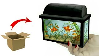 How To Make Fish Tank | Mini Aquarium | Miniature Things | Cardboard Craft Ideas | Barbie Crafts