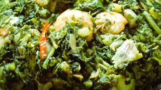 সবুজ রেখে  ডাটা শাক  রান্না  || Data shak  recipe with shrimp  || Shobuj data shak recipe