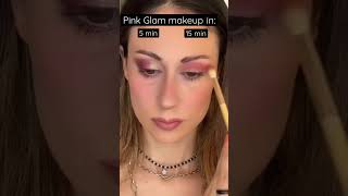 ✨💗 Pink glam makeup in 5 min vs 15 min - makeup tutorial - trucco occhi #makeuphacks #makeup