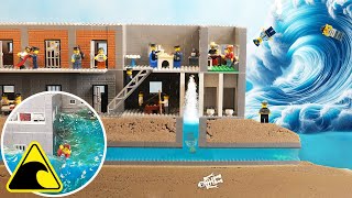 Tsunami Dam Breach Experiment - LEGO Prison Island Escape - Wave Machine Destruction