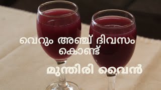 അഞ്ച് ദിവസം  കൊണ്ട് മുന്തിരി വൈൻ /Grape wine malayalam/#shorts#