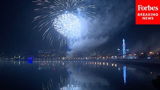 Revelers Enjoy New Year's 2025 Fireworks Over Baku, Azerbaijan