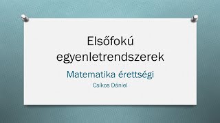 Elsőfokú egyenletrendszerek