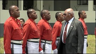 Fiji's PM accorded a guard of honour and traditional welcome ceremony at the RFMF QEB