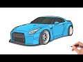 How to draw a NISSAN GT-R R35 LIBERTY WALK / drawing nissan gtr r 35 2007 sports car