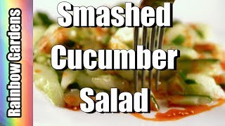 4K Chinese Smashed Cucumber Salad, Easy 4 Ingredients Salad + Cucumber Harvest