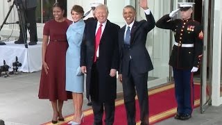 Obamas Welcome Trumps To White House -High Quality Video