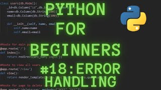 Python Programming for Beginners Tutorial 18 : Error Handling