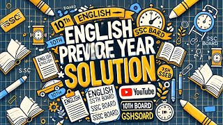 STD 10 ENGLISH 2024 paper solution || Previous year paper solution || SSC BOARD || GSHSEB