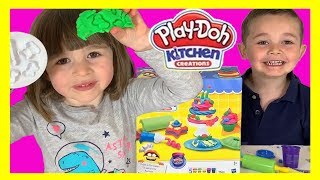 FUN Making PLAY-DOH Cakes | Play-Doh Kitchen Creations FROST N FUN Cakes Playset for KIDS