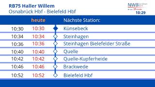 Nordwestbahn - Ansagen der RB75 von Osnabrück nach Bielefeld