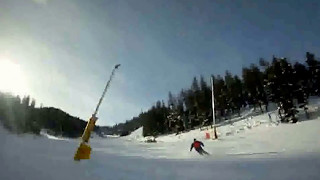 GS Free Ski Turns. Helmet cam. Bathum behind Slater 2010