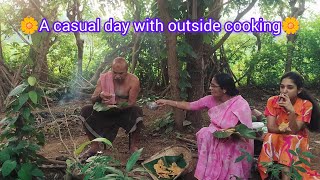 A casual evening with outdoor cooking vibes!!| കായ ബജി \u0026 ഉരുളകിഴങ്ങ് ബജ്ജി😋