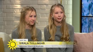 Bästa dansen i Nyhetsmorgons historia? Virala tvillingarna shufflar med Jenny och Tilde - Nyhetsmorg