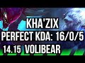 KHA'ZIX vs VOLIBEAR (JGL) | 16/0/5, Legendary, 500+ games | EUW Master | 14.15