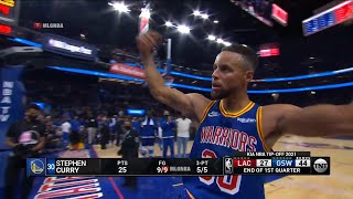 Steph Curry was hyping up the crowd after dropping 25 points in the first