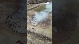 Drone footage: Helene debris fire in Weaverville, N.C.