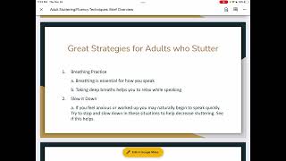 Adult Stuttering Strategies Brief Overview SLP Resources