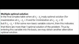 Simplex Method (Unbounded and multiple optimal solution cases) with solved example