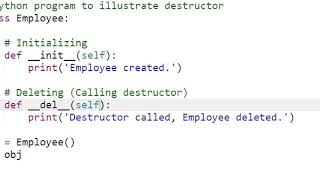 DESTRUCTOR IN CLASS PYTHON