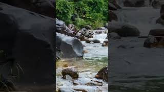 Landscape of waterfall through rocks ទេសភាពនៃទឹកជ្រោះឆ្លងកាត់ថ្ម ...