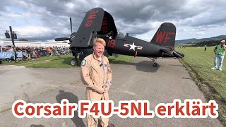 Pilot David erklärt die Besonderheiten der Corsair F4U-5NL auf der Hahnweide Oldtimer Fliegertreffen