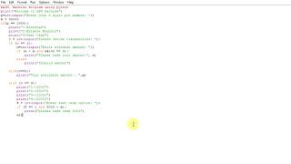 ATM Machine Program using python