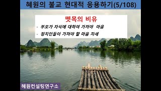 [혜원의 불교 현대 응용하기] 5.뗏목의 비유 -금강경 6.정신희유분- 5월 가정의 달 맞이하여 부모가 자식에 대하여 가져야 할 마음 자세 , 대통령 ,국회의원 등 정치인 도리