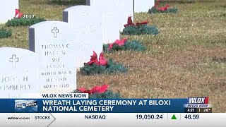 Riemann Family Funeral Home laying wreaths to honor fallen at Biloxi National Cemetery