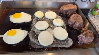 Sizzling Beef Tenderloin \u0026 Eggs on the Griddle | Ultimate Flat Top Breakfast! 🍳