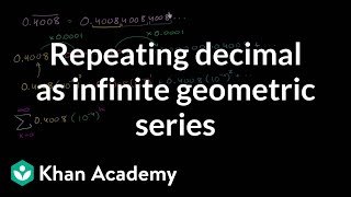 Repeating decimal as infinite geometric series | Precalculus | Khan Academy