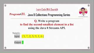 Java Interview Questions and Answers Q31 Find the Second Smallest Element in a List using java 8