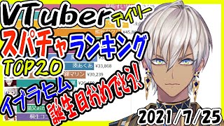 【速報】スパチャ収益ランキング 【2021年7月25日】 Virtual YouTuber Super Chat Ranking【投げ銭収益ランキング】イブラヒム 誕生日おめでとう