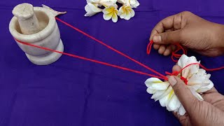 How to make simple method garland for god with devaganneru flowers/garland making for god/garland