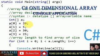 one dimensional array in c# net | array using c# | console application array | c#.net tutorial