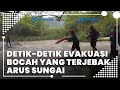 Detik-detik Evakuasi 2 Bocah SMP yang Terjebak di Tengah Arus Deras Sungai Ciliwung