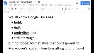 Google Docs Add-on: Markdown Format Code