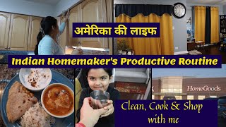 Indian Homemaker’s Realistic Busy Morning Routine in America~Cleaning, Laundry, Cooking etc~Dum Aloo