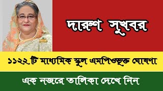 #নতুন এমপিওভুক্ত হলো ১ হাজার ১২২ টি মাধ্যমিক স্কুল।। এক নজরে তালিকা দেখে নিন।।