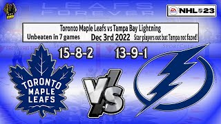 Toronto Maple Leafs vs Tampa Bay Lightning Dec 3rd 2022 NHL23 #nhl23gameplay #nhl23 #NHL