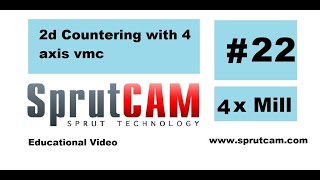 Learn SprutCAM 4X Mill: #22 2d countering on 4th axis vmc-Tutorial