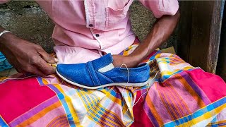 කැඩුණු සපත්තු මහන විදිහ | How To Fix Shoes By Street Shoemaker