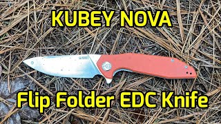 EDC Knife KUBEY Nova Flip Folder Orange G10 pocket knife