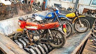 Most Epic Shredder Destruction! Extreme Metal & Motorcycle Shredding Moment